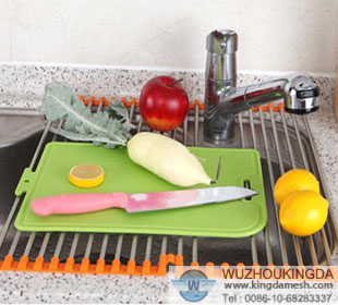 Stainless steel over the sink dish drainer