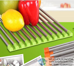 Stainless steel over the sink dish drainer