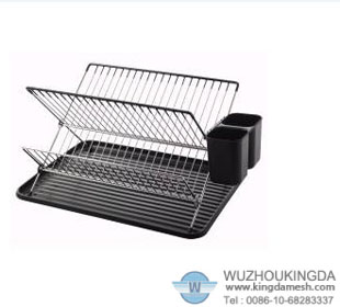 Wire dish drainer with tray