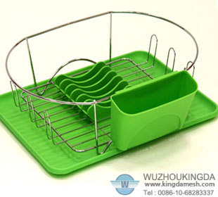 Wire dish drainer with tray