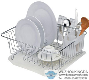 Wire dish drainer with tray