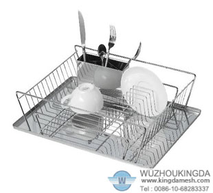 Wire dish drainer with tray