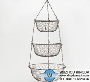 Hanging fruit wire basket