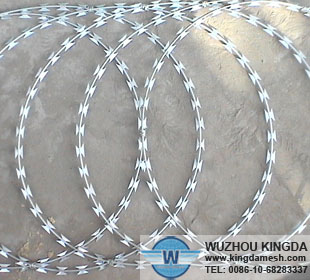 Galvanized barbed razor wire