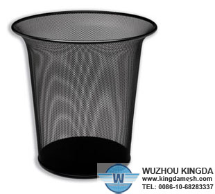 Round wire mesh trash basket