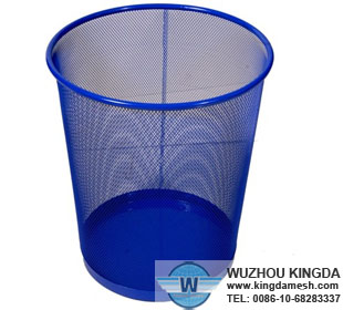 Round wire mesh trash basket