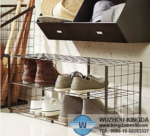 Metal mesh shoe rack