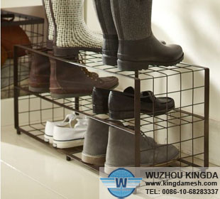 Metal mesh shoe rack