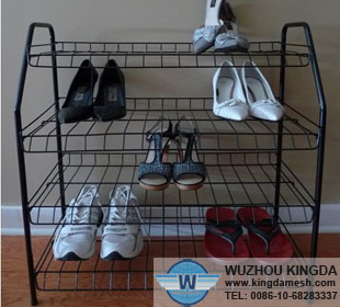 Metal mesh shoe rack