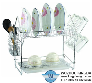 Two tier kitchen dish rack