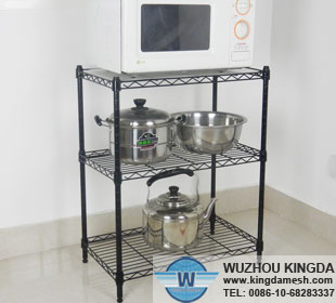 Black metal kitchen shelves