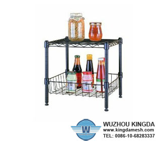 Black metal kitchen shelves