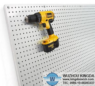 Perforated metal pegboard