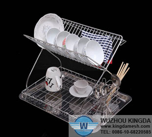 Folding dish drainer with tray