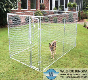 Chain link animal enclosure for dog