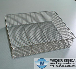 Wire basket in laboratory