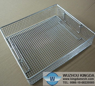 Wire basket in laboratory