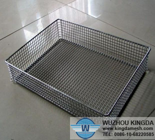 Wire basket in laboratory