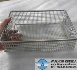 Wire basket in laboratory