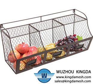 Wire Wall 3 Storage Bin Fruit/Vegetable Basket