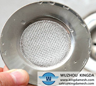 Wire mesh strainer in sink