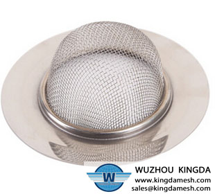 Wire mesh strainer in sink