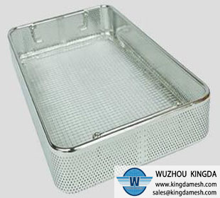Stainless steel perforated basket or tray