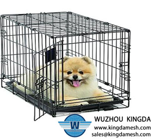 Folding metal wire pet cage