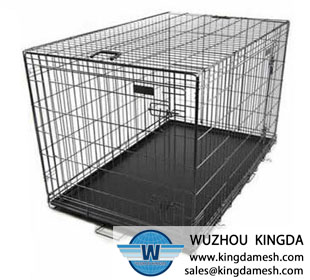 Folding metal wire pet cage