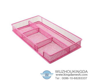 Metal mesh pen holder tray