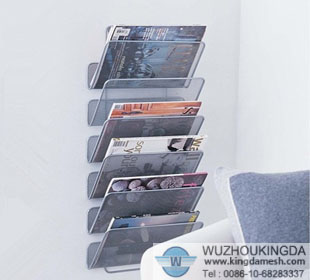 Wire mesh wall mounted magazine rack