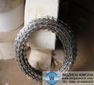 Galvanized barbed razor wire