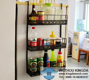 Black metal kitchen shelves