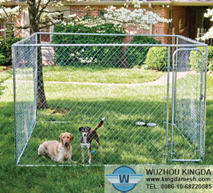 Chain link animal enclosure for dog