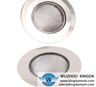 Wire mesh strainer in sink