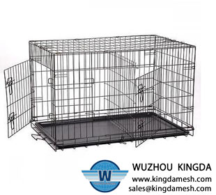 Folding metal wire pet cage