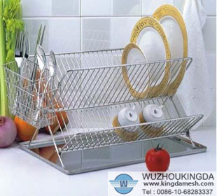 Stainless steel folding dish & bowl rack
